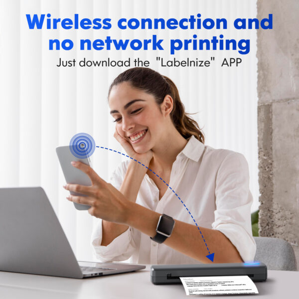 Portable Printer Wireless For Travel, Thermal Printer Inkless, Small Compact Printer Support Folding Paper/rolling/tattoo paper, Work With Laptop Phone And Pad - Image 5