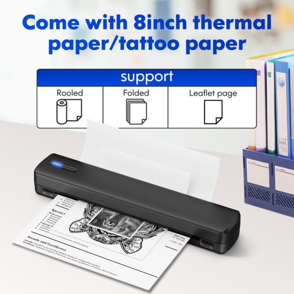 Portable Printer Wireless For Travel, Thermal Printer Inkless, Small Compact Printer Support Folding Paper/rolling/tattoo paper, Work With Laptop Phone And Pad - Image 3