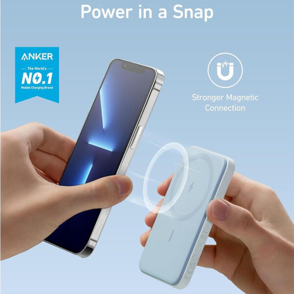 Anker Magnetic Portable Charger, 5,000mAh Wireless Portable Charger with USB-C Cable, Battery Pack, for iPhone 15/15 Plus/15 Pro/15 Pro Max, iPhone 14/13/12 Series and more (Refurbished) - Image 9