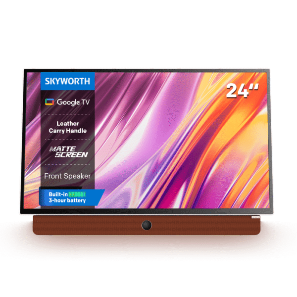 SKYWORTH 24-Inch Portable Smart TV with 3-Hour Battery​ – 1080P FHD Matte Screen, Google TV, HDR10 & Dolby Audio, Bluetooth, Chromecast Built-in