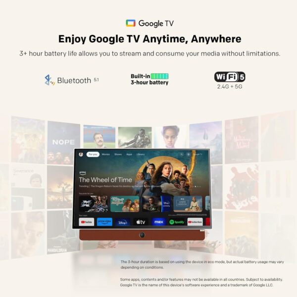 SKYWORTH 24-Inch Portable Smart TV with 3-Hour Battery​ – 1080P FHD Matte Screen, Google TV, HDR10 & Dolby Audio, Bluetooth, Chromecast Built-in - Image 6