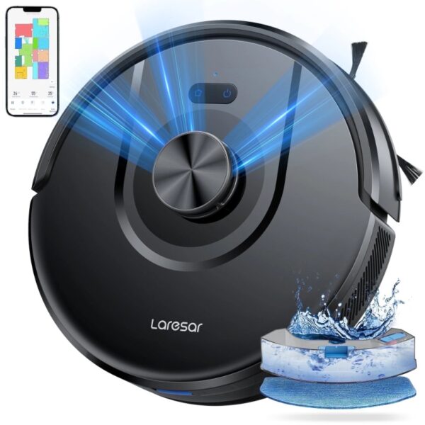 Robot Vacuum Mop Combo 180Mins 5000Pa Strong Suction Cleaner LIDAR Navigation Auto Carpet Boost with App Alexa Control for Home Pet Hair Carpets Hard Floor