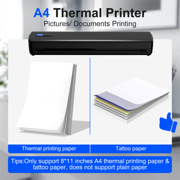 Portable Printer Wireless For Travel, Thermal Printer Inkless, Small Compact Printer Support Folding Paper/rolling/tattoo paper, Work With Laptop Phone And Pad - Image 8