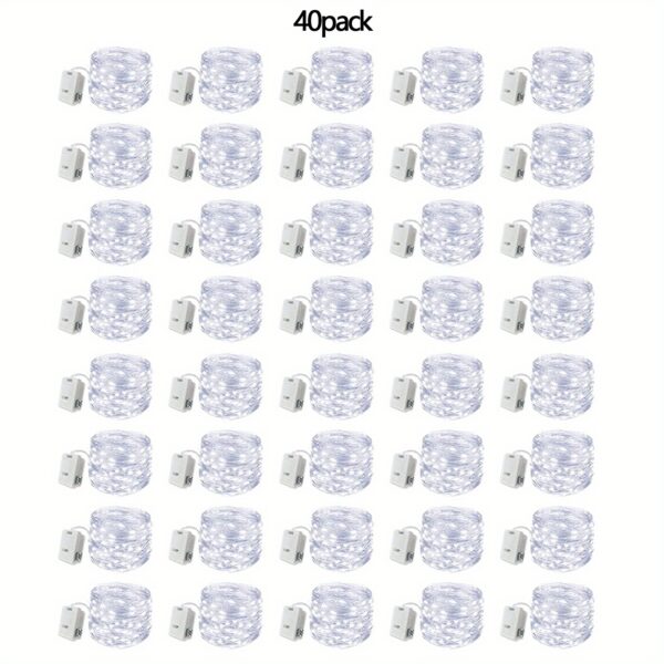 40pcs Fairy Tale Lamp Battery Operated String Lights - 7ft 20 LED Mini Lights with Silvery Wire Firefly Starlight for DIY Bedroom, Ideal for Weddings, Parties, Festivals, Christmas (Twinkling) - Image 5
