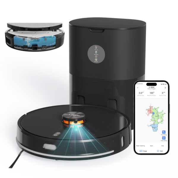 Lydsto S1 MAX Robotic Vacuuming And Sweeping Combo - 8000Pa Suction Power, Auto Telescopic Lift, Self Emptying For 40 Days, LCD Display, Obstacle Avoidance Function, APP App Control