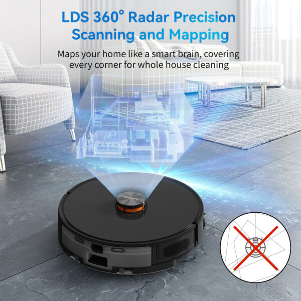 Lydsto S1 MAX Robotic Vacuuming And Sweeping Combo - 8000Pa Suction Power, Auto Telescopic Lift, Self Emptying For 40 Days, LCD Display, Obstacle Avoidance Function, APP App Control - Image 6
