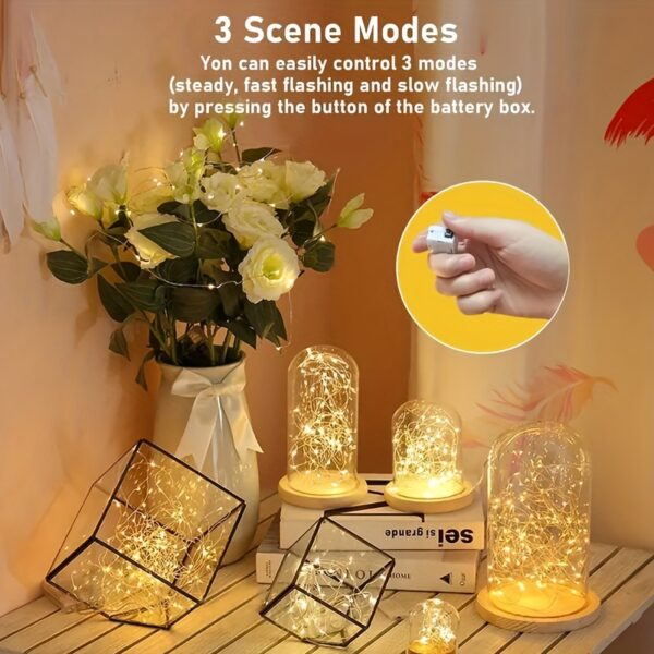 40pcs Fairy Tale Lamp Battery Operated String Lights - 7ft 20 LED Mini Lights with Silvery Wire Firefly Starlight for DIY Bedroom, Ideal for Weddings, Parties, Festivals, Christmas (Twinkling) - Image 2