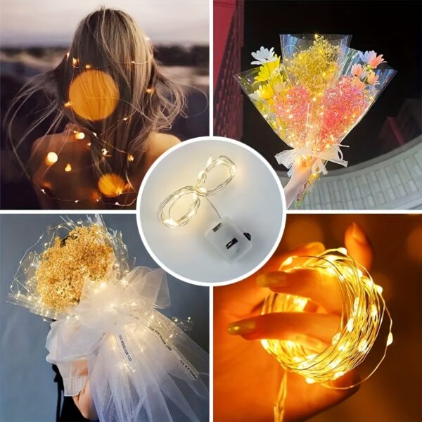 40pcs Fairy Tale Lamp Battery Operated String Lights - 7ft 20 LED Mini Lights with Silvery Wire Firefly Starlight for DIY Bedroom, Ideal for Weddings, Parties, Festivals, Christmas (Twinkling) - Image 10