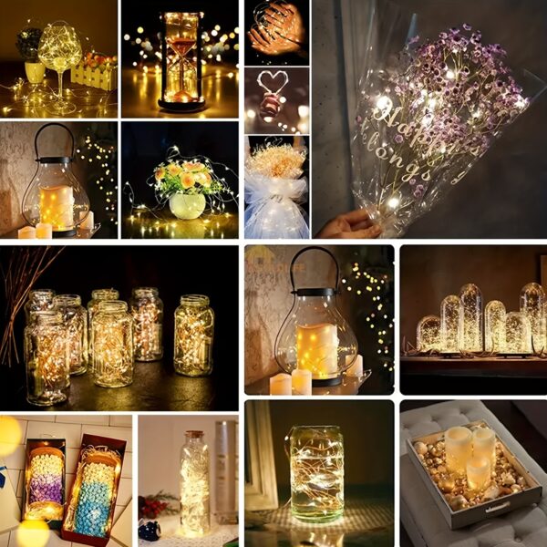 40pcs Fairy Tale Lamp Battery Operated String Lights - 7ft 20 LED Mini Lights with Silvery Wire Firefly Starlight for DIY Bedroom, Ideal for Weddings, Parties, Festivals, Christmas (Twinkling) - Image 6