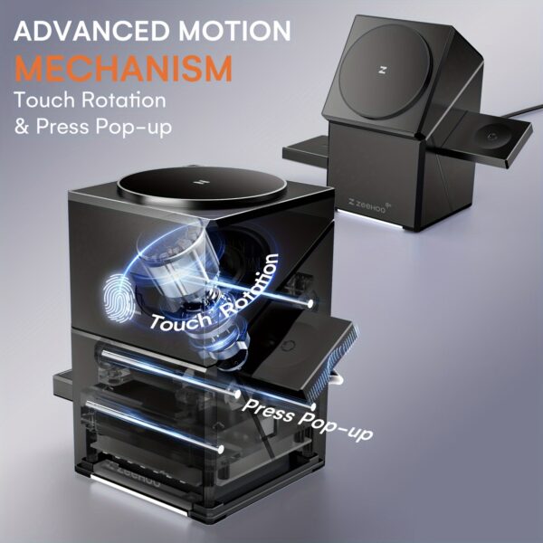 ZEEHOO 3-in-1 Wireless Charging Station - CubeTrick-X Qi2 15W Fast Charge - for A-pple Watch, I-Phone, Air-pods - Image 6