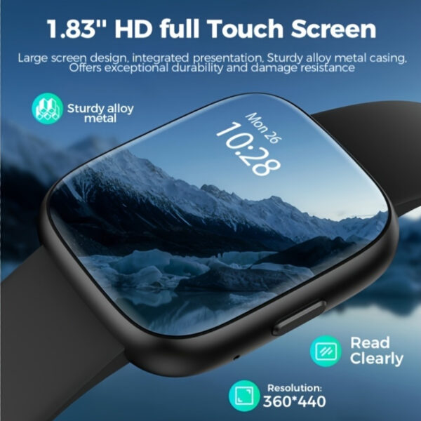 2024 Smart Watch With Wireless Calling, Alexa Built-in 1.83 Inch HD DIY Watch Face, 100 Sports Modes Activity Fitness Tracker, SMS Reminder, Pedometer, Weather Forecast, Alarm Clock, Camera Smart Watch For Men Women Compatible With Android IOS - Image 3