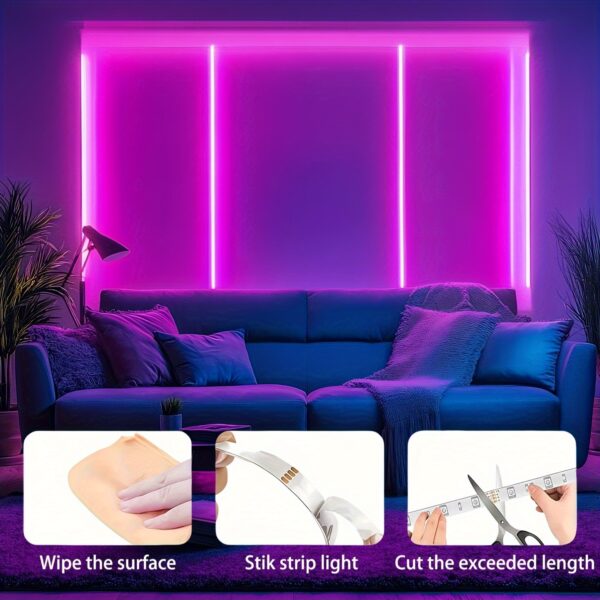 Smart LED Light Strip, Bedroom LED Light, 44-Key Remote And App Control, Music Sync, Color Changing, Dimmable, Flashing, Timer, Lighting Decoration Living Room Party Light, Bedroom Decoration - Image 6