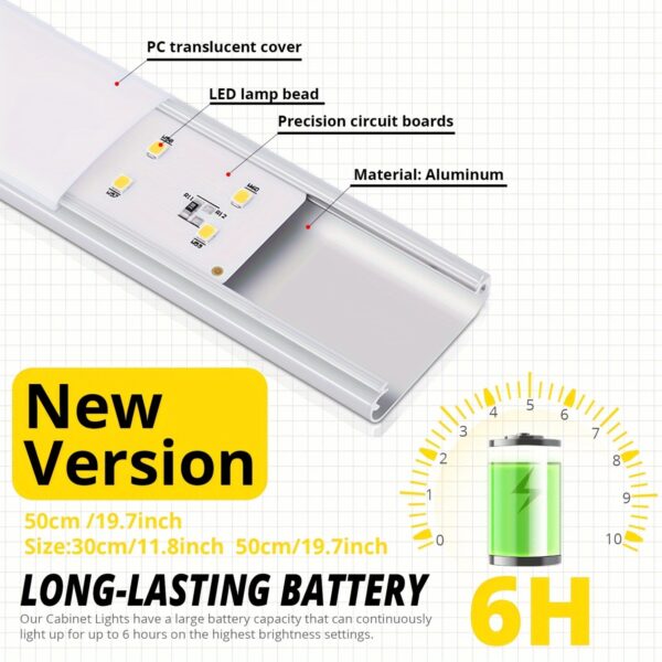 4/2pcs Motion Sensor Under Cabinet Lights, 3 Color Temperatures Wireless USB Rechargeable Night Light, Indoor Closet Lights, Stick-On Anywhere Magnetic Under-Counter Light Fixtures For Kitchen Cabinet Wardrobe Cupboard Stairs, Available In 2pcs. - Image 18