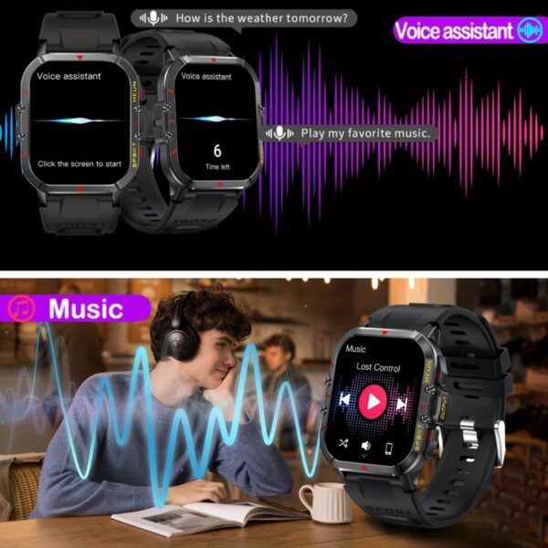 LIVLOV Sporty Smartwatch for Men & Women - 1. 96" HD Display, 100+ Sports Modes, AI Voice Assistant, Monitoring, Long-Lasting 370mAh Battery, for iPhone & for Android - Image 8