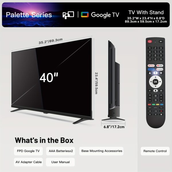 FPD 40 Inch Smart TV Google TV 1080p Full HD, With Built In Google Play And Google Cast, HDR 10, Audio, Voice Remote, Streaming Live TV ( Palette Series, CG40-P3, Model 2025 ) - Image 3