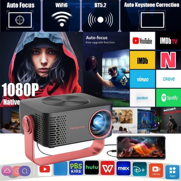 7000 Lumens Portable Mini Projector, Support 4K Projector, 1080P Dual Wifi Same Screen, Home Theater Outdoor Portable, 180° Projection Angle Adjustable, Compatible with AV/ USB/ IOS/ Android - Image 13