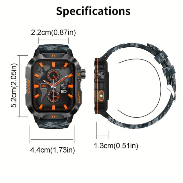 Sports Rugged Outdoor Smart Watch With LED Flashlight, AI Voice Command, & Fitness Tracking For Weather Athletes And Outdoor Adventures - Image 2