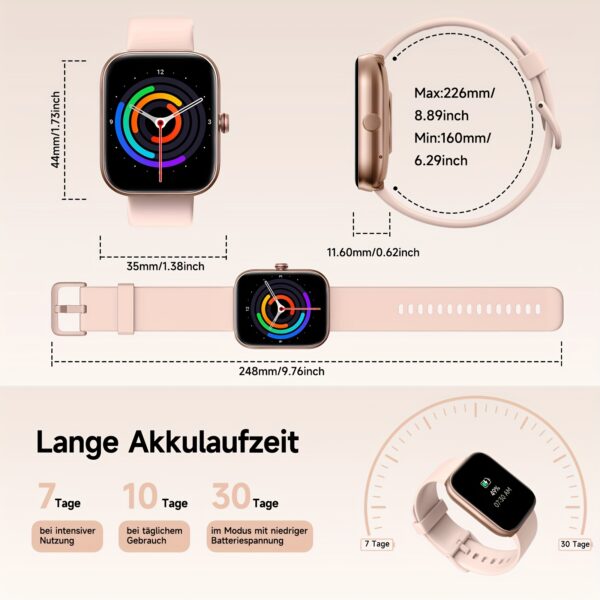 FUVEHA Smart Watch Support For IPhone& Android Wireless 5.3 Call Function Message Incoming Call Alert Alexa Voice 1.91 "Large Screen DIY Dial Weather Forecast 100+ Sports Mode Music Playback Pedometer Sleep Management Women'S Periods Smart Watch - Image 4