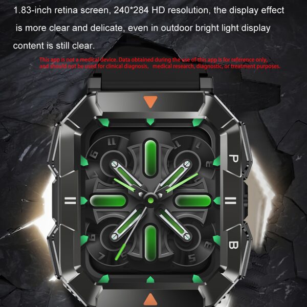 Smart Watch, with 1.83'' HD Big Screen, Wireless Call/Answer Function, LED Lighting, Compatible with Android/iOS, Fitness Tracker, Sleep Monitoring, Multi-function Smart Watch, 100+ Sport Modes, Ai Voice Control, Comes with 1 Steel Watch Strap, 1 Silicone Watch Strap And 1 Random Artificial Leather Watch Strap - Image 6
