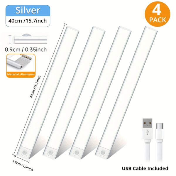 4/2pcs Motion Sensor Under Cabinet Lights, 3 Color Temperatures Wireless USB Rechargeable Night Light, Indoor Closet Lights, Stick-On Anywhere Magnetic Under-Counter Light Fixtures For Kitchen Cabinet Wardrobe Cupboard Stairs, Available In 2pcs. - Image 19