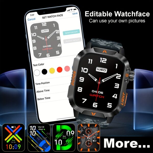 Sports Rugged Outdoor Smart Watch With LED Flashlight, AI Voice Command, & Fitness Tracking For Weather Athletes And Outdoor Adventures - Image 5