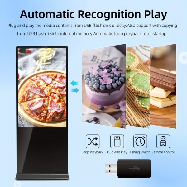 43 Inch Vertical Android Digital Signage Kiosk Indoor Floor Standing Commercial Display With Auto Play Touchscreen LCD Advertising Screen For Retail Stores, Hotels, Lobbies WiFi, USB Connectivity, Remote Content Scheduling Freestanding Business Grade - Image 3