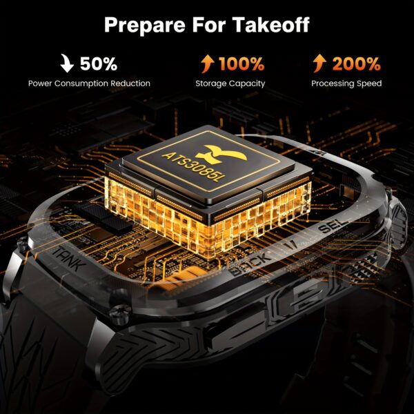 2025 KOSPET M3 Smart Watch Men 480mAh 60 Days Extra-Long Battery Rugged Smartwatches Wireless Call 5ATM IP69K 1.43" AMOLED Always On Display Screen 170+ Sports Modes 6 Smart Recognition Sports Corning Gorilla Glass Multiple Watch Faces 24H Health Monitor AI Assistant Digital Electronic Men'S Smartwatch Compatible For Android IPhone - Image 7