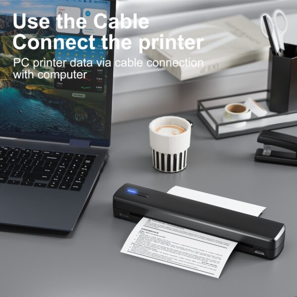 A4 Inkless Printer - Portable Thermal Printer for Wireless Mobile Travel, Supports Letter Mini Printing, Compatible with Mobile Phones And Laptops, Suitable Folding Paper/rolling/tattoo Paper - Image 4