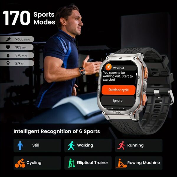 2025 NEW KOSPET M3 Ultra GPS Smart Watch For Men Compass Altimeter Barometric Pressure 6 Satellite Positioning Systems 470mAh 60 Days Extra-Long Battery Stainless Steel Body Rugged Smartwatches Wireless Call 5ATM IP69K 1.43" AMOLED Always On Display Screen 170+ Sports Modes 6 Smart Recognition Sports Corning Gorilla Glass Multiple Watch Faces 24H Health Monitor AI Assistant Digital Electronic Men'S Smartwatch Compatible For Android IPhone - Image 6