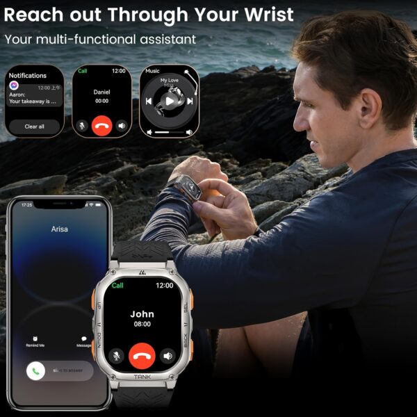 2025 NEW KOSPET M3 Ultra GPS Smart Watch For Men Compass Altimeter Barometric Pressure 6 Satellite Positioning Systems 470mAh 60 Days Extra-Long Battery Stainless Steel Body Rugged Smartwatches Wireless Call 5ATM IP69K 1.43" AMOLED Always On Display Screen 170+ Sports Modes 6 Smart Recognition Sports Corning Gorilla Glass Multiple Watch Faces 24H Health Monitor AI Assistant Digital Electronic Men'S Smartwatch Compatible For Android IPhone - Image 9