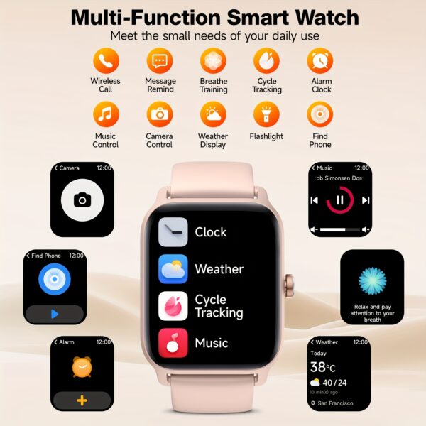 FAWEIO Smartwatch (Answer/Make Calls), 1.8 Inch Smart Watch for Women & Men with 100+ Sports Modes, Fitness Activity Tracker Pedometer, Built-in Alexa, Compatible with Android And iPhone, Perfect Gift for Family And Friends, Suitable for Festival Gift - Image 15
