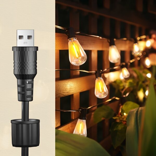 MLEACL 120/100/60/25FT Solar String Lights With USB Port & Remote Control Solar Patio Lights Long Last For Dimmable Solar Power LED Bulbs For Porch Garden Market Bistro - Image 9