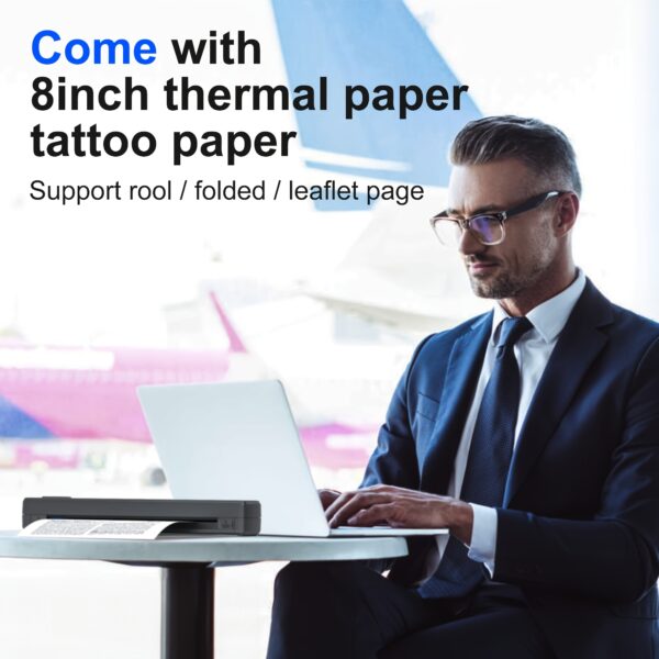 A4 Inkless Printer - Portable Thermal Printer for Wireless Mobile Travel, Supports Letter Mini Printing, Compatible with Mobile Phones And Laptops, Suitable Folding Paper/rolling/tattoo Paper - Image 5