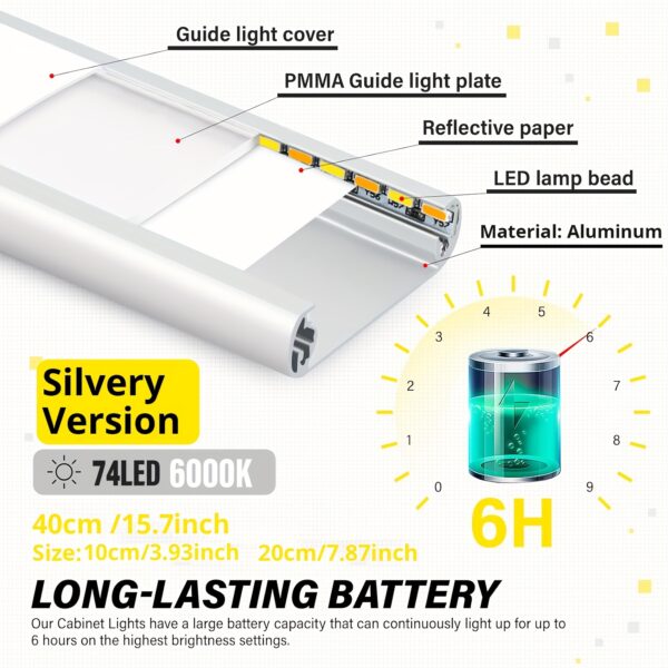 4/2pcs Motion Sensor Under Cabinet Lights, 3 Color Temperatures Wireless USB Rechargeable Night Light, Indoor Closet Lights, Stick-On Anywhere Magnetic Under-Counter Light Fixtures For Kitchen Cabinet Wardrobe Cupboard Stairs, Available In 2pcs. - Image 12