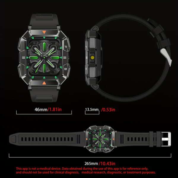 Smart Watch, with 1.83'' HD Big Screen, Wireless Call/Answer Function, LED Lighting, Compatible with Android/iOS, Fitness Tracker, Sleep Monitoring, Multi-function Smart Watch, 100+ Sport Modes, Ai Voice Control, Comes with 1 Steel Watch Strap, 1 Silicone Watch Strap And 1 Random Artificial Leather Watch Strap - Image 2