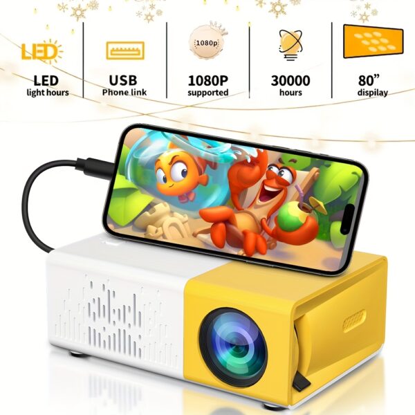 2025 New Mini Home Theater HD Projector, American Plug, Remote Control, Support Smartphone Screen Sharing, Compatible with Smartphone/USB Interface, for Indoor, Office Use - Image 7