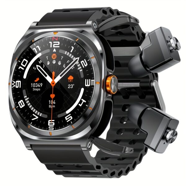 GT98 Smartwatch with TWS Sports Earbuds, 1.53" HD Display, Voice Assistant, Music Control, 400mAh Battery, 100+ Sport Modes, Orange Silicone Band, Compatible with Android/iOS, Ideal for Fitness & Outdoor Activities - Image 5