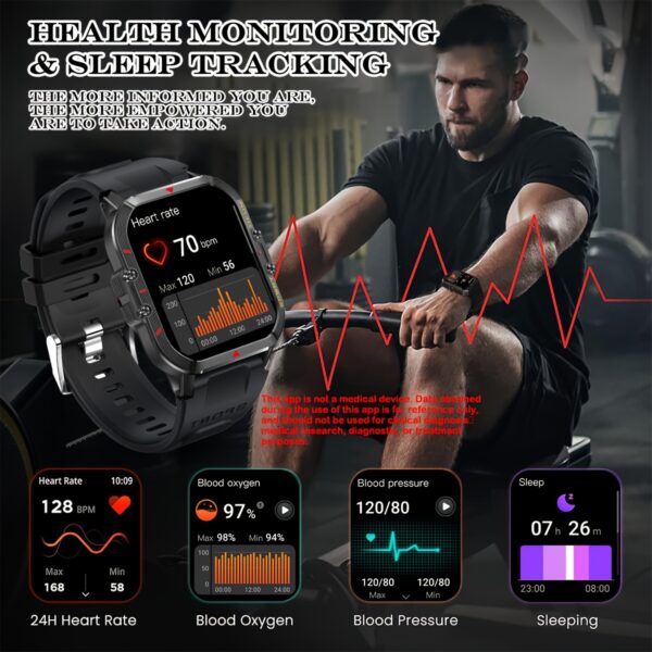 LIVLOV Sporty Smartwatch for Men & Women - 1. 96" HD Display, 100+ Sports Modes, AI Voice Assistant, Monitoring, Long-Lasting 370mAh Battery, for iPhone & for Android - Image 5