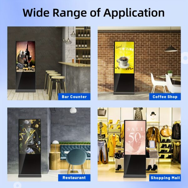 43 Inch Vertical Android Digital Signage Kiosk Indoor Floor Standing Commercial Display With Auto Play Touchscreen LCD Advertising Screen For Retail Stores, Hotels, Lobbies WiFi, USB Connectivity, Remote Content Scheduling Freestanding Business Grade - Image 4