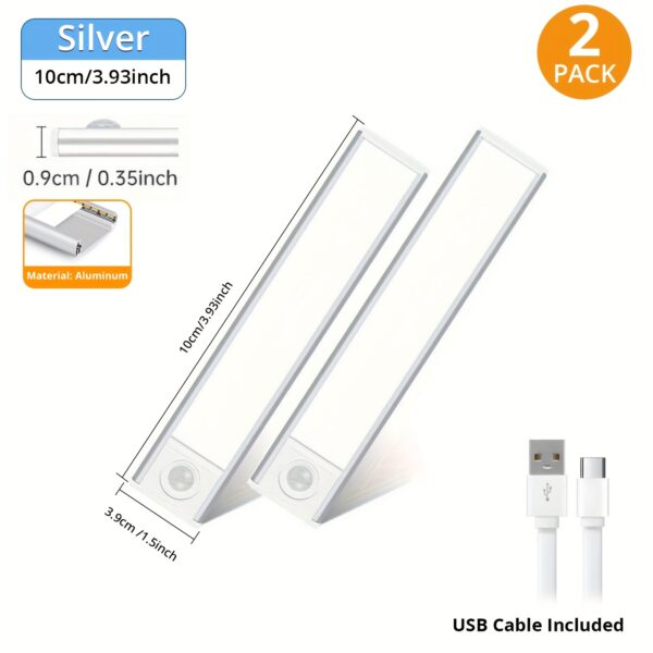 4/2pcs Motion Sensor Under Cabinet Lights, 3 Color Temperatures Wireless USB Rechargeable Night Light, Indoor Closet Lights, Stick-On Anywhere Magnetic Under-Counter Light Fixtures For Kitchen Cabinet Wardrobe Cupboard Stairs, Available In 2pcs. - Image 15