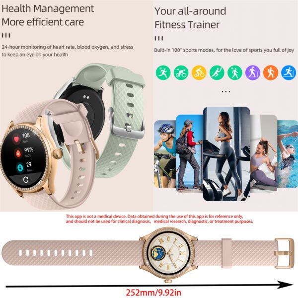 Smart Watch (Answer/Make Calls) For Women With Alexa Built-in, AI Voice, Call Integration, Smartwatch For Android IPhone, 1.38" Activity Tracker With Sleep Monitor, Fitness Tracker, Sleep Monitoring, 100+ Sports Fitness Tracker Silvery, Smart Watch With 1 Stainless Steel Watch Band And 2 Silicone Watch Band - Image 6