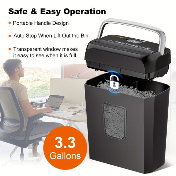 Cross-Cut Paper Shredder With 6-Sheet Capacity And 3.4-Gallon Wastebasket, Compact Size For Home Office; Shreds Credit Cards, Documents, Mail, Staples, And Clips - Image 3
