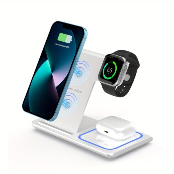 Foldable 3 in 1 fast charging station, 15W Wireless Charger Stand for iPhone 15, 14, 13, 12, 11/Pro/Max/Mini/Plus, X, XR, XS/Max, SE, 8/Plus, suitable for iWatch 1-9, suitable for Airpods 3/2/Pro - Image 3