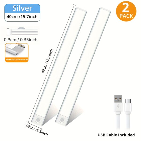 4/2pcs Motion Sensor Under Cabinet Lights, 3 Color Temperatures Wireless USB Rechargeable Night Light, Indoor Closet Lights, Stick-On Anywhere Magnetic Under-Counter Light Fixtures For Kitchen Cabinet Wardrobe Cupboard Stairs, Available In 2pcs. - Image 13