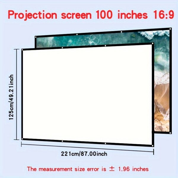 Double-Sided 4K Soft Projection Screen, 60/72/84/100/120/150 Inches, Space-Saving, Easy to Clean, Ironable Polyester Fabric for Bedrooms, Living Room Movies, Large Screen Home Theater Experience, Home Theater Accessory | Realistic Viewing Experience | Foldable Design - Image 3