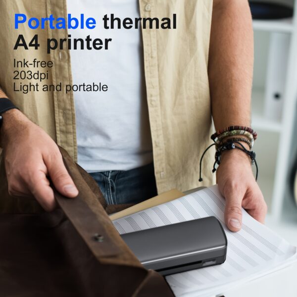 A4 Inkless Printer - Portable Thermal Printer for Wireless Mobile Travel, Supports Letter Mini Printing, Compatible with Mobile Phones And Laptops, Suitable Folding Paper/rolling/tattoo Paper - Image 7