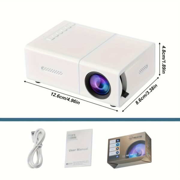 Portable HD Projector, Mini Home Theater Projector with 1080P Support, Office Projector, Compatible with USB, SD Card, Mobile Phone, Ideal Gift for Valentine's Day And Birthday, Native 320P - Image 2
