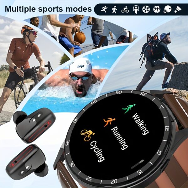 2-in-1 Smart Watch with TWS Earbuds - Long Battery Life, Sleep & Health Monitoring, AI Noise Reduction, Full Touch Screen, Sports Bracelet for Men & Women, for Android & for iPhone, USB Rechargeable, Smart Watch for Android Phones - Image 14