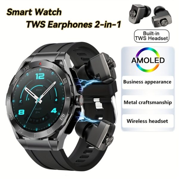 2025 New Smart NFC Watch, TWS 2-in-1 Wireless Dual Earphones Sports Smart Watch, 1.43-inch 466 * 466 HD Screen, Wireless Call, AI Voice Assistant, Multiple Exercise Modes, Fitness Tracker, Men'S Fashion Sports Watch, Men'S Gifts - Image 3