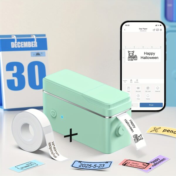 P31S Label Maker Machine Or Travel Case with Tape, Portable Thermal Printer Or Travel Case Sticker Maker Mini Label Maker with Multiple Templates, White Pink Green Three Colors